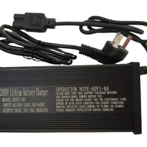Charger L-ion 60v 67.2v 8A Aluminum casing with volts and Amp display LCD